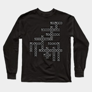 (1957WA-D) Crossword pattern with words from a famous 1957 science fiction book. [Dark Background] Long Sleeve T-Shirt